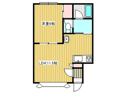 JR根室本線 帯広駅 徒歩32分 2階建 築31年(1LDK/1階)の間取り写真