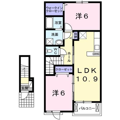 グランデムツミ・N(2LDK/2階)の間取り写真