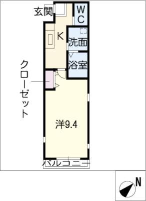 BIG RUBY(1K/1階)の間取り写真
