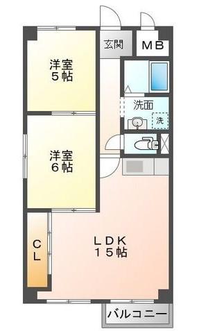 槇得ハイツII(2LDK/1階)の間取り写真