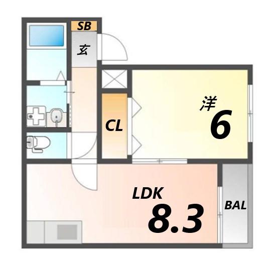 アガサント(1LDK/2階)の間取り写真