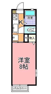 シェルセゾンA棟(1K/2階)の間取り写真