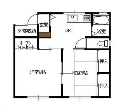 楓風荘(2DK/2階)の間取り写真