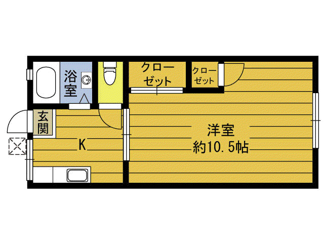 小倉ハイツ(1K/1階)の間取り写真