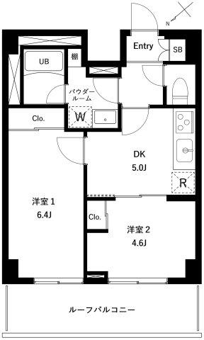 アーバンパーク蒲田南II(2DK/5階)の間取り写真