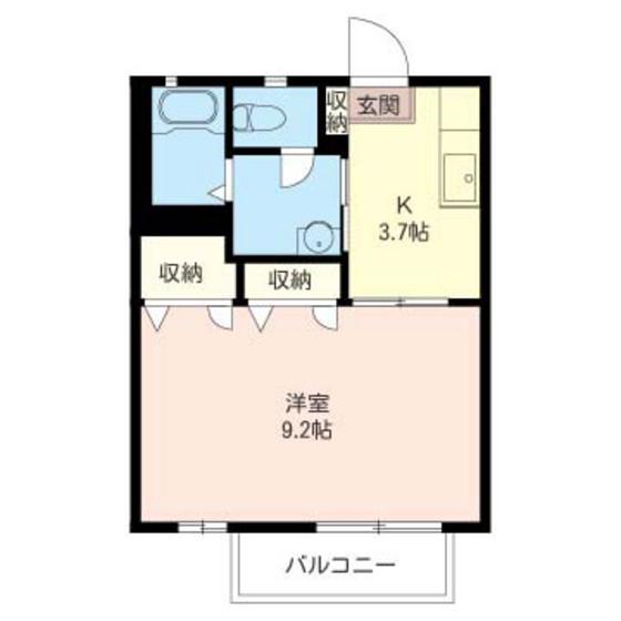 オークスアベニュー B棟(1K/1階)の間取り写真