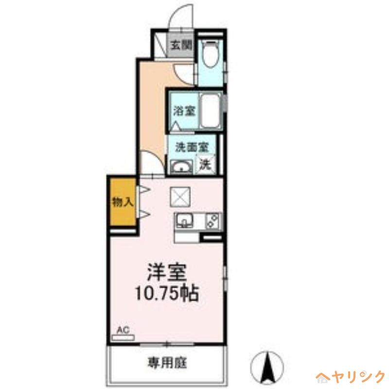 ヴォーン(ワンルーム/1階)の間取り写真