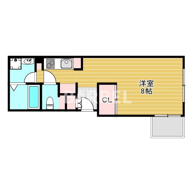 ウィステリア豊中本町(1K/3階)の間取り写真