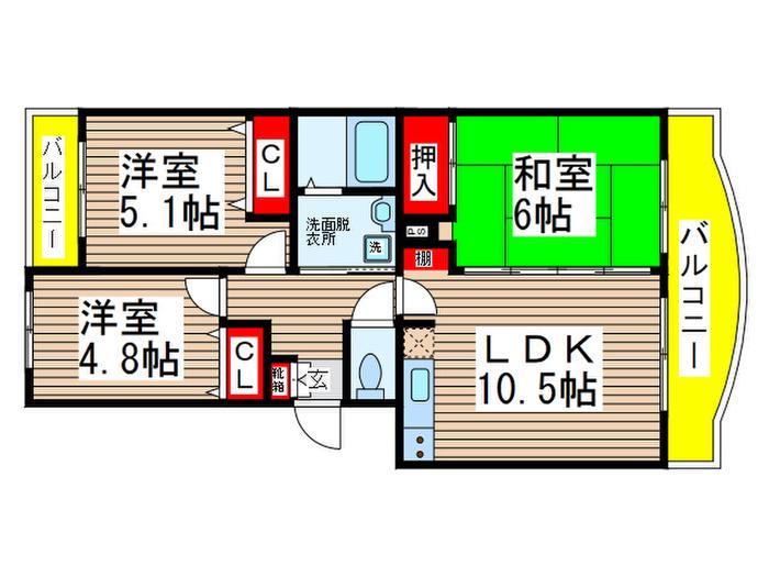 ロイヤルグレイス(3LDK/3階)の間取り写真