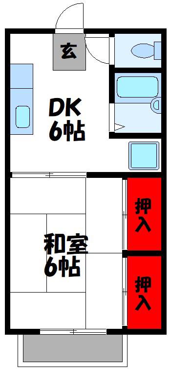 レピュートセンダII(1DK/1階)の間取り写真