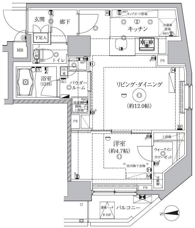 レアライズ浅草IV(1LDK/9階)の間取り写真