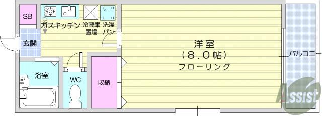 セレック吉成(1K/2階)の間取り写真