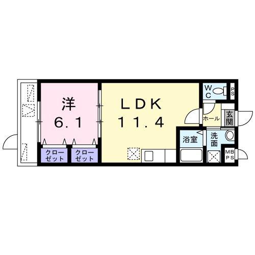 シャルマン(1LDK/1階)の間取り写真