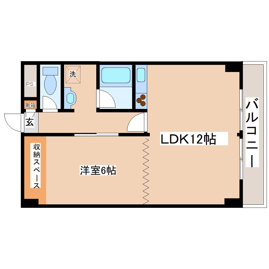 DIO‐HORI I号棟(1LDK/1階)の間取り写真