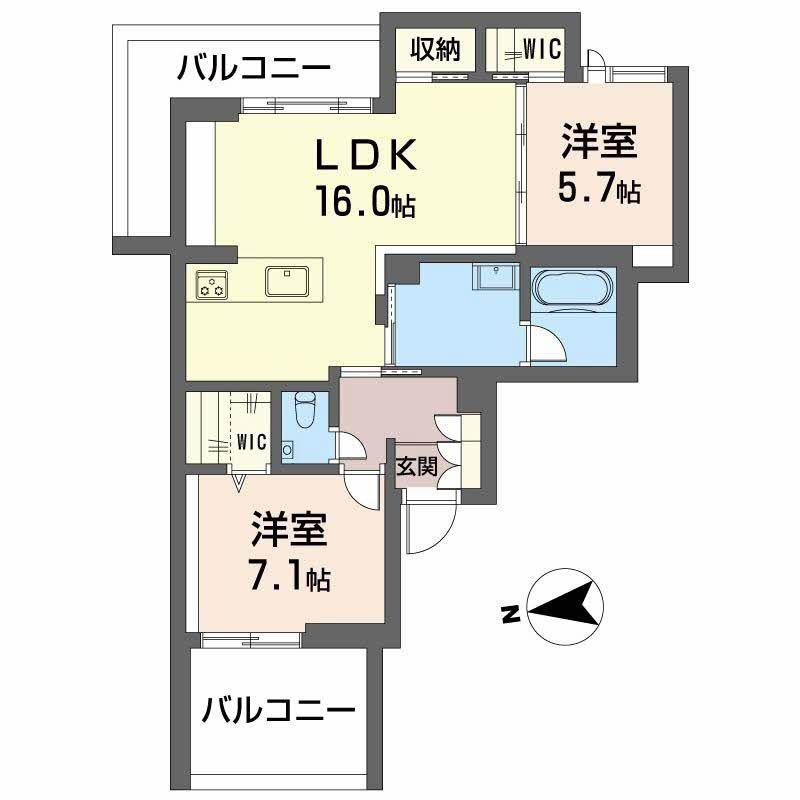 城山 ODAZEN(2LDK/2階)の間取り写真