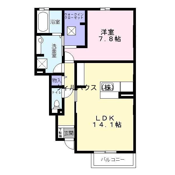 ソレイユみささぎ(1LDK/1階)の間取り写真
