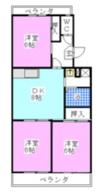 センテコスモ市川(3DK/1階)の間取り写真