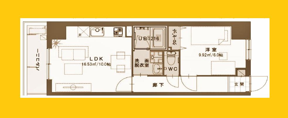 CASTILLO いのはな(1K/1階)の間取り写真