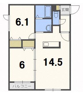 リバーサイドYS(2LDK/1階)の間取り写真