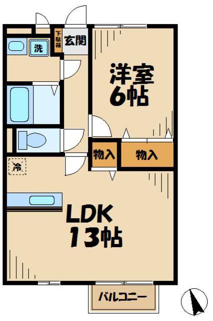 クレール四季彩の丘五番館(1LDK/1階)の間取り写真
