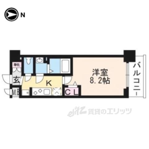 プレサンス THE KYOTO 東福寺 ウエスト(1K/7階)の間取り写真