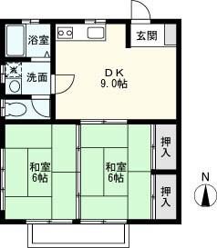 コーポつぐみ(2DK/2階)の間取り写真