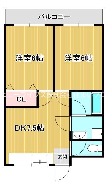 プチメゾンとうだ(2LDK/2階)の間取り写真