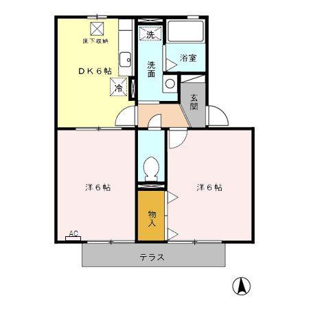 アルファヴィレッジえじま A(2DK/1階)の間取り写真
