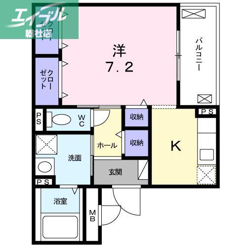 グレイスKIKKAWA(1K/2階)の間取り写真