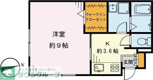 オレンジティ(1K/1階)の間取り写真