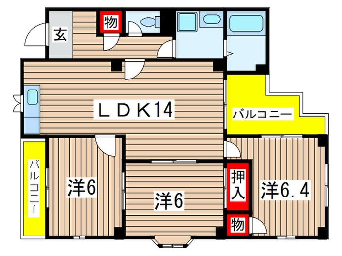 サントップタウンズ6(3LDK/1階)の間取り写真