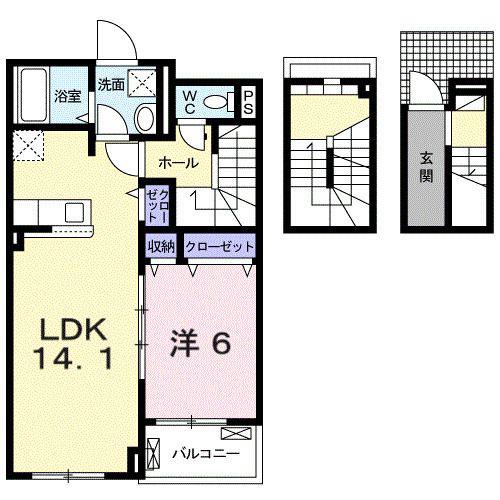 サンベリー(1LDK/3階)の間取り写真