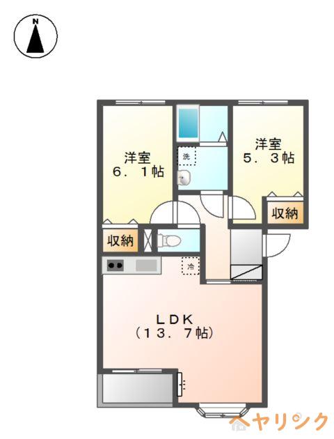 コンフィードMS(2LDK/2階)の間取り写真