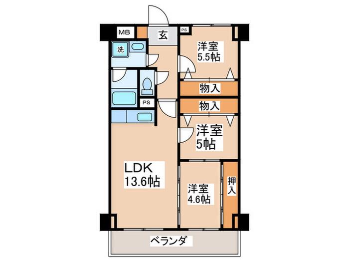 パークモダン住之江公園(3LDK/1階)の間取り写真