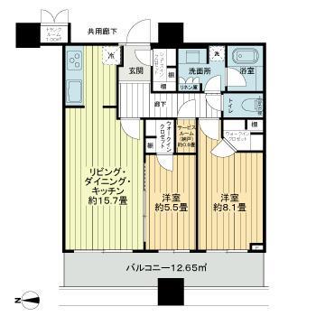 パークタワーグランスカイ(2LDK/17階)の間取り写真