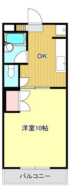 ア・ラ・モードS(1DK/3階)の間取り写真