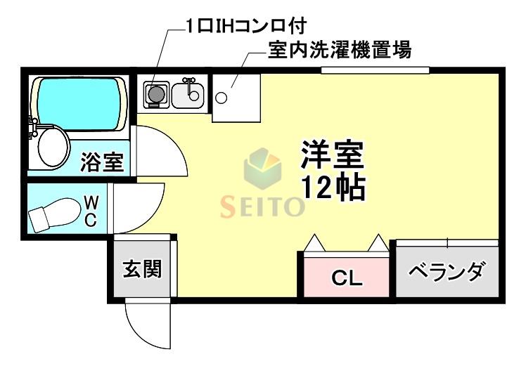 メゾンド服部豊(ワンルーム/3階)の間取り写真
