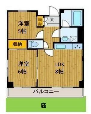 ヴィンテージ桜木町(2LDK/2階)の間取り写真