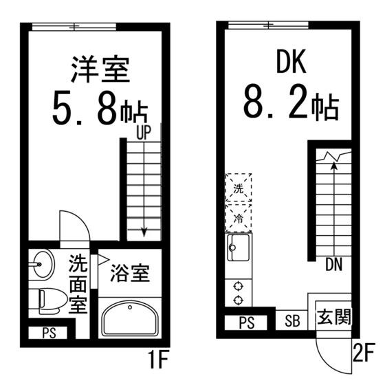 ミラコスタヒルズA(1DK/1階)の間取り写真
