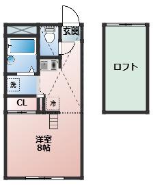 ウェルメイドIII(ワンルーム/2階)の間取り写真