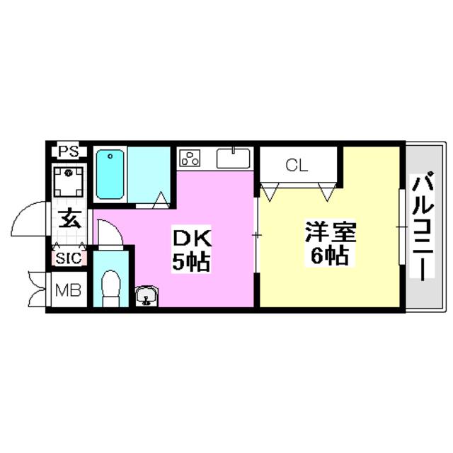コーポ菜々草(1DK/3階)の間取り写真