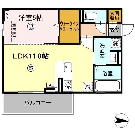D アール(1LDK/3階)の間取り写真