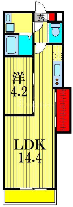 REGALEST 上本郷(1LDK/2階)の間取り写真