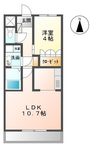 アシューレ成沢(1LDK/1階)の間取り写真