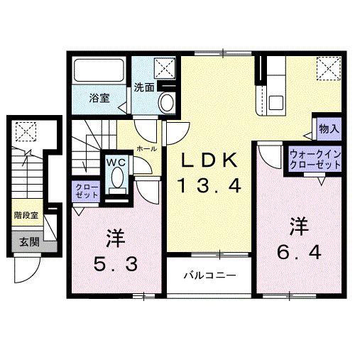 プログレス A(2LDK/2階)の間取り写真
