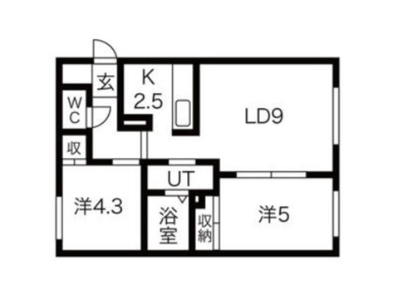 コンフォール平岸(2LDK/4階)の間取り写真