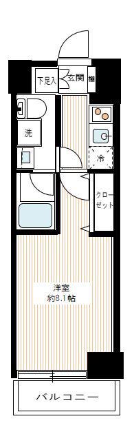 REALIZE千住大橋(1K/3階)の間取り写真