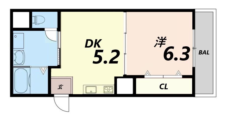 三共ヒルズ(1DK/7階)の間取り写真
