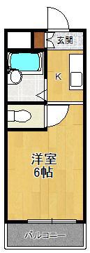 アーバンハイツテラモト(1K/3階)の間取り写真