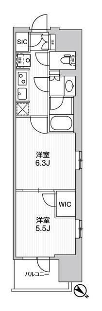 WORVE横浜伊勢佐木町(2K/9階)の間取り写真